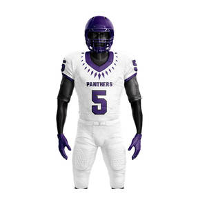 Ensemble de maillot et pantalon de football américain sublimé blanc et violet pour homme, respirant et à coupe athlétique, toutes saisons - Product Image 6
