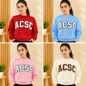 เสื้อสเวตเชิ้ตคอกลมสีฟ้าอ่อนสำหรับผู้หญิง ACSC ผ้าฝ้าย 100% เสื้อสเวตเตอร์คอเต่าแบบสั่งทำพิเศษสำหรับผู้หญิง ชุดนักศึกษา ชีวิตแบบกรีก ชมรมนักเรียนหญิง - Product Image 5