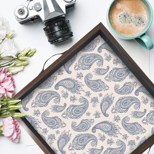 Bandejas de Servir Cuadradas de Madera con Diseño Textil Impreso, para Mesa de Comedor, Hogar y Oficina, Multiusos, para Regalo - Product Image 2