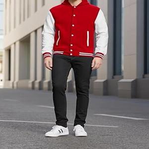 Blouson universitaire de baseball personnalisé avec fermeture à col et boutons, modèle Lettermen, pour la vente en gros, téléchargé par Dress Sports - Product Image 4