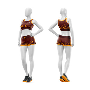 Conjunto de 2 piezas de sujetador deportivo y shorts de yoga, personalizado al por mayor, ecológico, ligero, de cintura media, elástico, con cuello redondo y cinturón - Product Image 4