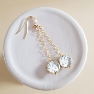 Pendientes Colgantes con Forma de Moneda de Ágata Dendrítica, Piedra Preciosa Natural Blanca y Negra, Chapados en Oro Rosa, Joyería Hecha a Mano para Mujer - Product Image 3