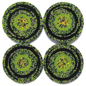 Hot Selling <b>Beaded</b> <b>Coasters</b> Drinks Tea Cups Mugs Glass <b>Beaded</b> <b>Coaster</b> Round Shape Random Multi Design & Colors <b>Coasters</b> - Product Image 5