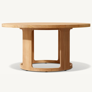 Table ronde en teck en promotion, style moderne et épuré, idéale pour l'extérieur, résistante aux intempéries et durable. - Product Image 1