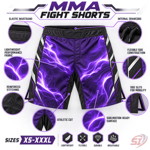 Custom Violet Shockwave MMA Fight <b>Shorts</b> <b>Grappling</b> <b>Shorts</b> Manufacturer OEM ODM Sublimated Training Sportswear - Product Image 5