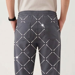 Fashion Forward Men <b>Trousers</b> With Rhinestone Stone Slim Fit Modern Casual Styling And Eye Catching Decorative Details - Product Image 5
