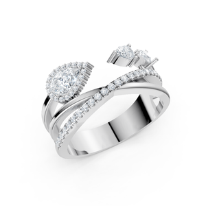Pear Cut Moissanite Engagement Ring Set <b>Sterling</b> <b>Silver</b> Prong Setting Trendy Luxury Women's <b>Wedding</b> <b>Band</b> Stackable Design - Product Image 2