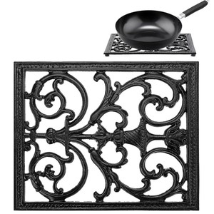 Vintage Cast Iron Trivet Rectangle Heat Resistant Mat for Kitchen Counter or Dining Table Decorative Metal Pad - Product Image 1