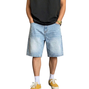<b>Mens</b> Light Blue Denim <b>Bermuda</b> <b>Shorts</b> Loose Fit Casual Summer <b>Shorts</b> Washed Cotton Denim Five Pocket Streetwear Fashion Style - Product Image 1