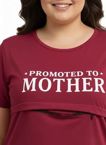 Camiseta para Mujer Promovida a Madre, Cuello Redondo, Manga Corta, Informal, de Algodón, Estampada, Transpirable, Corte Regular - Product Image 3