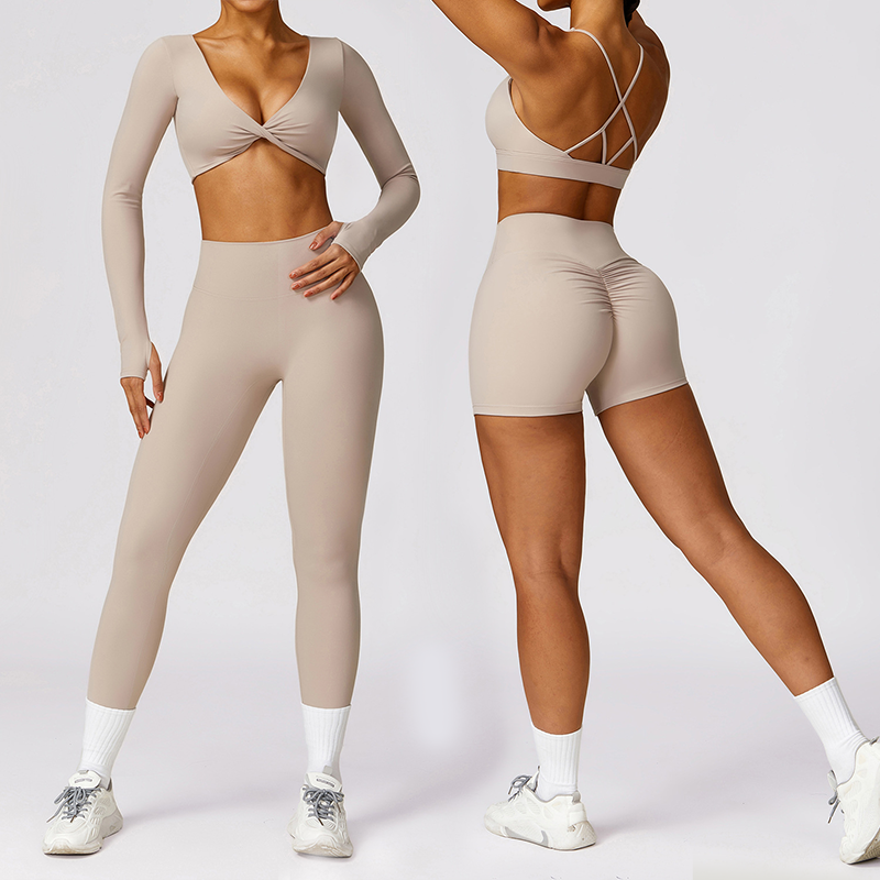 High Quality Pilates Yoga Set Cross High Waist Breathable Fitness Activewear Women's Gym Workout Outfit