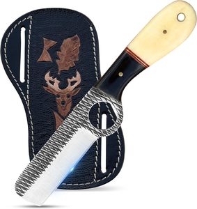 Couteau de chasse/camping à lame fixe en acier inoxydable, dos droit, avec trou pour le pouce, manche en os de chameau et résine, longueur totale 8 pouces, OEM/ODM - Product Image 1