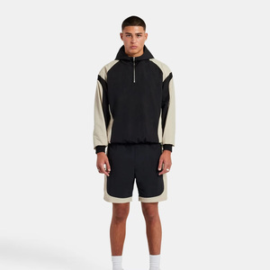 Men's Color Blocking Hooded Tracksuit Set Breathable Polyester Streetwear Shorts with Zipper Fly Regular Fit Summer Style - Product Image 5