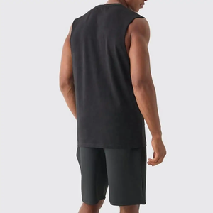 Men's Stand <b>Collar</b> Formal Washed Long Sleeve <b>Shirt</b> and Shorts Set 100% Polyester Customizable Mens Sleeveless Tank Top Solid - Product Image 3