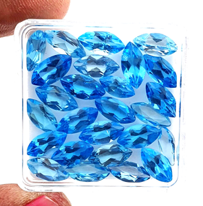 Topacio Azul Natural, Corte Marquesa, Facetado, Gema Suelta de 6MM a 12MM, Piedra Natural Certificada, Precio al por Mayor para Joyería - Product Image 4