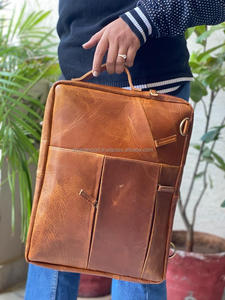 Sac de messager en cuir véritable fait à la main pour ordinateur portable, sacoche en cuir pour hommes - Product Image 4