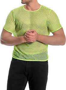 Camiseta de algodón con estampado gráfico de gran tamaño para hombre, sexy, de manga corta, de malla transparente, para dormir, tipo camisón o ropa interior. - Product Image 4