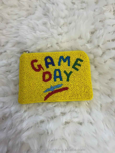 Handmade Traditional Seed Bead Embroidery <b>Coin</b> Pouch India Tribal Ethnic Patterns Print Zipper Closure <b>Case</b> - Product Image 3