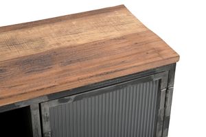 <b>Rustic</b> Iron/WD fluted Glass Door TV <b>Cabinet</b> - Product Image 4