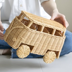 Autobús de juguete de ratán tejido a mano, mejor precio, juguetes creativos, costo más bajo, autobuses en miniatura para niños - Product Image 1