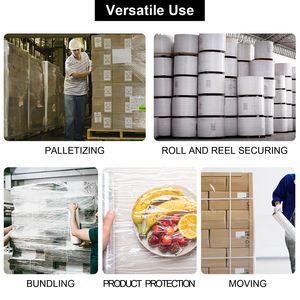 12 Pezzi Pellicola Estensibile in Polietilene 4in*300m, Film Trasparente Termoretraibile con Due Maniglie Rosse, 80 Gauge per Imballaggio Pallet - Product Image 2