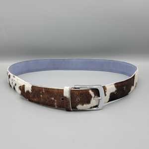 Ceinture en cuir de vachette noir massif vintage rivetée avec boucle ardillon en alliage argenté, style décontracté, cuir véritable, largeur 3,5 cm, 120 cm - Product Image 5