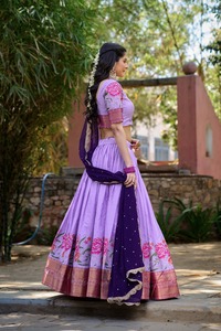 Premium Cotton Silk Stitched Lehenga Wholesale India Detailed Thread Work Georgette Dupatta For Wedding Resellers - Product Image 2
