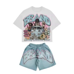 เสื้อยืดและกางเกงขาสั้นพิมพ์ลายซิลค์สกรีนทรงโอเวอร์ไซส์สุดฮิต สำหรับใส่ลำลองหรือสตรีทแวร์ ผ้าฝ้าย 100% คุณภาพพรีเมียม สำหรับทุกเพศ - Product Image 2