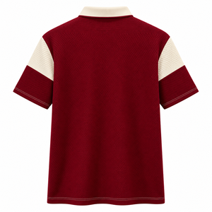 Chemise sportive pour homme à manches courtes, col boutonné, en polyester tricoté respirant, imprimé numérique et color block - Product Image 2