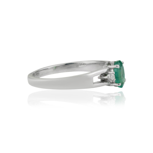 Bague fine en argent sterling 925, sertie d'une émeraude ovale naturelle et de diamants ronds, best-seller, prix de gros pour femmes. - Product Image 5