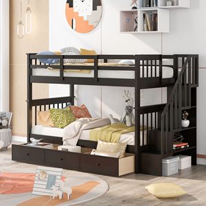 Letto a castello singolo/singolo Espresso con tre cassetti per cameretta bambini o dormitorio LP000309AAP (Vecchio SKU) - Product Image 1