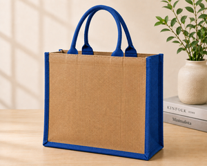 Custom Dual Color Laminated Jute <b>Tote</b> Bag Eco Friendly Reusable Shopping <b>Beach</b> <b>Tote</b> Wedding Carry Bag Premium Burlap Top Handle - Product Image 6