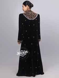 Robe Abaya Kaftan longue à manches longues, simple et modeste, en velours importé, ornée de cristaux et de perles, idéale pour les occasions de l'Aïd - Product Image 2