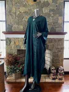 เดรสคาฟทันผ้าเรยอนสีเขียวลายมัดย้อมสไตล์ญี่ปุ่นไซส์พลัส งานศิลปะที่สวมใส่ได้สไตล์โบโฮ - Product Image 4