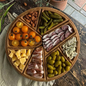 Rustic Eco-Friendly Wooden Divided Serving <b>Tray</b> with Compartments for <b>Snacks</b> Dry Fruits & Appetizers-Dishwasher Safe - Product Image 2