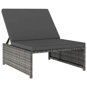 Juego de 2 Sillas Reclinables de Ratán Sintético Gris con Mesa, Muebles de Jardín para Exteriores - Product Image 5
