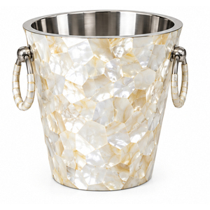 Seau à glace de luxe en acier inoxydable avec incrustation de nacre, fait main, coquille d'ormeau, refroidisseur à vin en métal, seau à champagne - Product Image 6