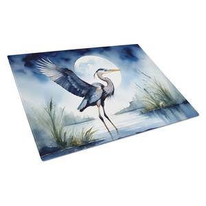 Blue Heron Moonlight Grande planche à découper décorative en verre trempé Planche de service de cuisine pour hacher les plats Assiettes Taille - Product Image 1