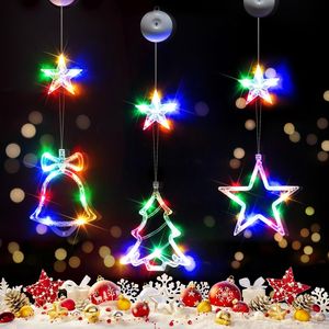 Luci Decorative Natalizie per Finestre, Set da 3 Pezzi a Batteria con Timer, Luci di Natale con Ventose a Forma di Albero, Campanella e Stella - Product Image 1