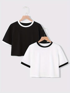 เสื้อครอปแขนสั้นผู้หญิง ทรงหลวม ผ้าฝ้าย สำหรับโยคะ รับทำโลโก้ตามสั่ง ราคาถูก เสื้อครอปผู้หญิง - Product Image 1