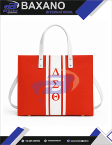 Sac fourre-tout en jute résistant à l'eau Delta Sigma Theta avec fermeture éclair, élégant sac à main à lettres grecques pour les membres de la sororité DST - Product Image 4