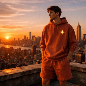 Pantalones Cortos de Algodón con Forro Polar para Hombre, con Logotipo Personalizado, Color Naranja, Casuales, con Cordón, para Verano, Estilo Urbano, Venta al Por Mayor - Product Image 4