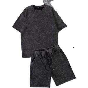 Conjunto de Ropa Urbana para Hombre, Fabricante de Camisetas de Algodón y Pantalones Cortos Cargo, 2 Piezas, Verano, Suministro al por Mayor OEM, ACID WASH - Product Image 1