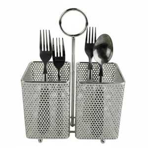 Metal Cutlery Holder Stainless Steel Utensil Organizer Gold Finish Kitchen <b>Storage</b> Basket Modern Decorative <b>Tabletop</b> Rack - Product Image 3