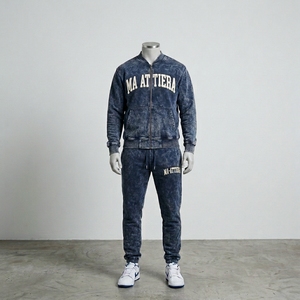 Conjunto Deportivo de Invierno para Hombre, Chaqueta con Capucha Azul Marino y Pantalones Jogger Bordados, Ropa Deportiva Informal 100% - Product Image 5