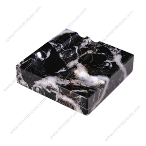 Cenicero de Mármol Clásico Moderno de Primera Calidad, Cenicero Decorativo para el Hogar, Cenicero Cúbico de Mármol Negro Zebra de 2 Lados - Product Image 4