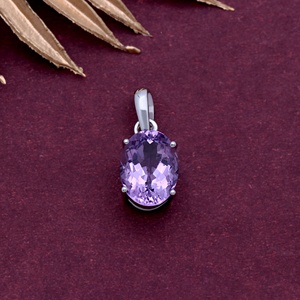 Pendentif en argent sterling 925 avec améthyste naturelle pour femme, taille ovale, pierre précieuse solitaire, bijoux fins, cadeau pour elle - Product Image 5
