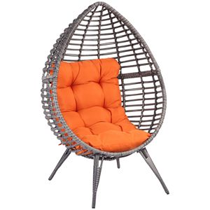Poltrona a Uovo in Rattan PE a Forma di Goccia, Altezza Regolabile, con Cuscino Morbido per Giardino o Soggiorno - Product Image 1