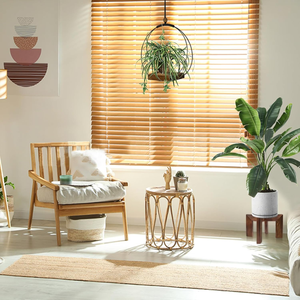 Support de plante suspendu décoratif en métal avec base en bois, porte-plante rond moderne pour la maison, le bureau, le salon, la décoration de table - Product Image 1