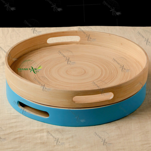 2024 grand plateau de service rectangulaire en bois personnalisable avec plateau d'hôtel en rotin de bambou du fournisseur vietnamien pour le service alimentaire - Product Image 4